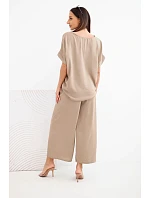 Dámska súprava z viskózy: blúzka s krátkym rukávom a široké nohavice fango