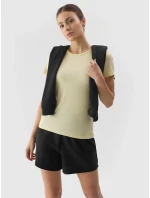 Dámske hladké tričko slim 4F - svetložlté