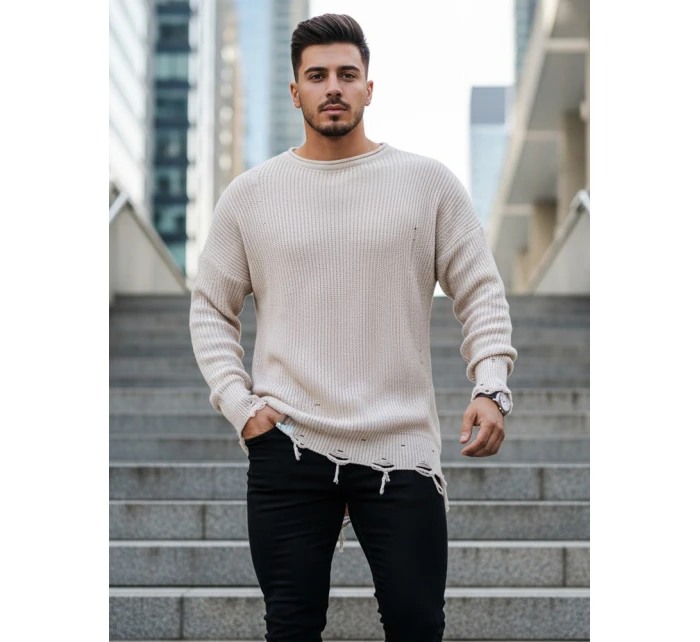 Pánský béžový svetr Dstreet model 21966884 - FashionStreet Pánský béžový svetr Dstreet model 21966884 - FashionStreet