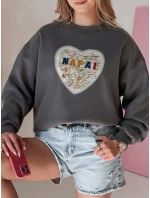 Dámská oversize mikina se srdcem graphite Dstreet model 21988121 - FashionStreet Dámská oversize mikina se srdcem graphite Dstreet model 21988121 - FashionStreet