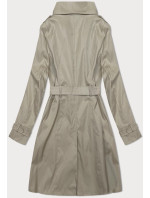 Tmavobéžový klasický kabát s dĺžkou do polovice stehien (2696#-5)