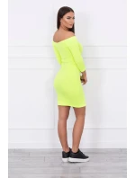 Pruhované vypasované šaty žlté neónové Pruhované vypasované šaty žlté neónové