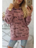 Mikina s nápisom tmavoružová