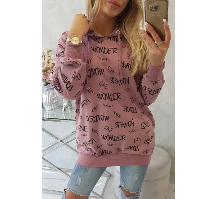 Mikina s nápisom tmavoružová