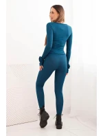 Dámska pruhovaná súprava z viskózy s dlhými rukávmi a legínami marine Dámska pruhovaná súprava z viskózy s dlhými rukávmi a legínami marine