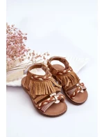 Dziecięce Sandały Na Rzep Z Frędzelkami Brązowe Missy Dziecięce Sandały Na Rzep Z Frędzelkami Brązowe Missy