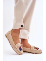 Semišové Mokasíny S Mašlí A Béžove model 21623151 - Boto