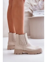 Dámské boty na plochém podpatku kožené světle béžové Lewski model 21672746 - Boto