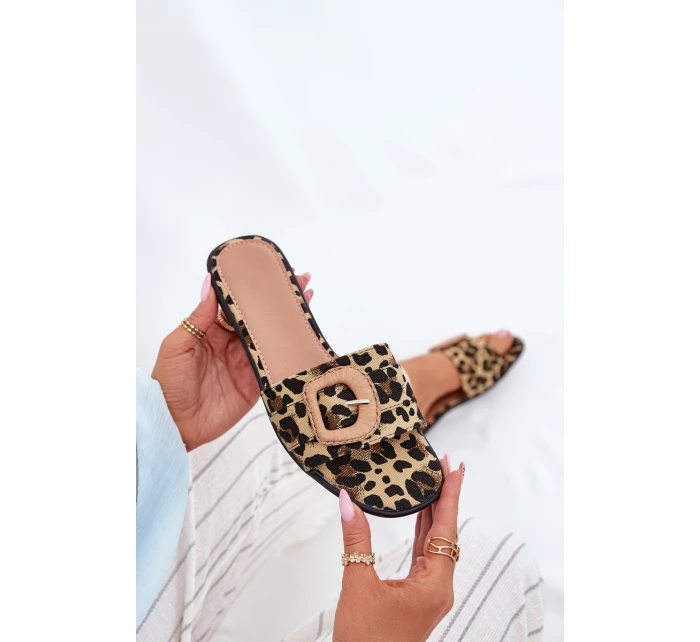 Płaskie Klapki Damskie Z Ozdobną Klamrą Panterka Clariola Płaskie Klapki Damskie Z Ozdobną Klamrą Panterka Clariola