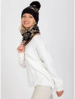 Tunelový šál AT KM CM 331 čierna a béžová Tunelový šál AT KM CM 331 čierna a béžová