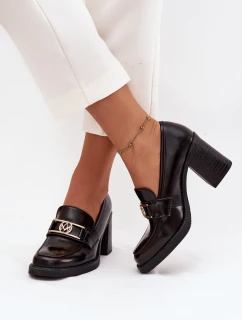 Dámske poltopánky so zlatými detailmi Privelle - čokoládové