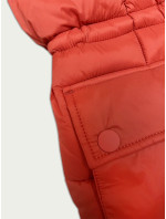 Dámska zimná prešívaná bunda v koralovej farbe s odnímateľnou kapucňou (15200)