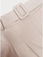 Světle béžové elegantní dámské kalhoty s opaskem model 20185243 - MADE IN ITALY Světle béžové elegantní dámské kalhoty s opaskem model 20185243 - MADE IN ITALY