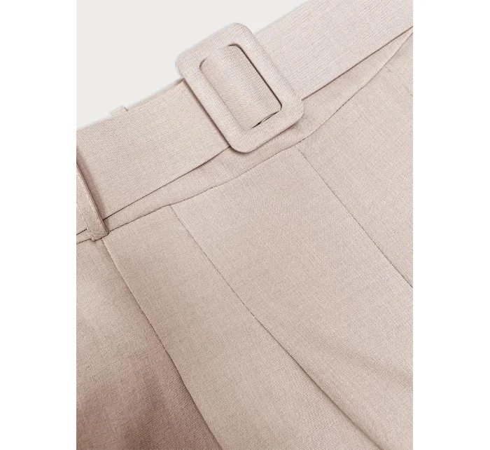Světle béžové elegantní dámské kalhoty s opaskem model 20185243 - MADE IN ITALY Světle béžové elegantní dámské kalhoty s opaskem model 20185243 - MADE IN ITALY