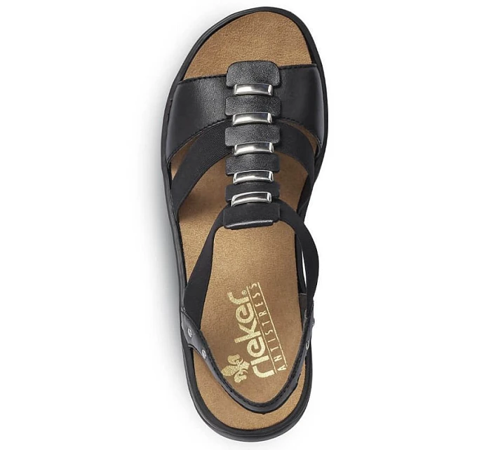 Čierne kožené sandále Rieker W 64580 dámske