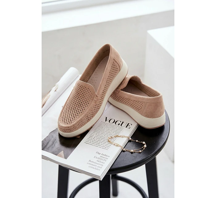 Dámské síťované mokasíny Sergio Leone MK097H béžové