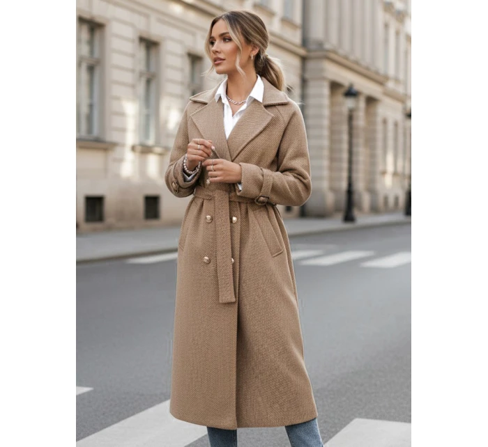 Dámsky oversize kabát CAMELLYN dlhý camel FashionStreet NY0743 Dámsky oversize kabát CAMELLYN dlhý camel FashionStreet NY0743