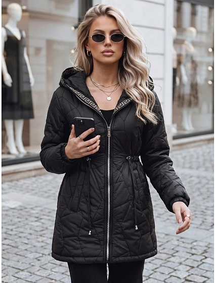 Dámska prešívaná bunda s kapucňou, čierna, FashionStreet TY5393 Dámska prešívaná bunda s kapucňou, čierna, FashionStreet TY5393