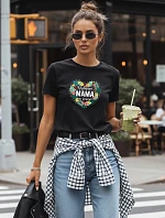 Dámske tričko s potlačou na Deň matiek čierne FashionStreet NX5029RY