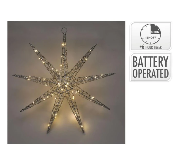 DEKORATÍVNY PRÍVESOK SNEHOVÁ VLOČKA 50LED STRIEBRO