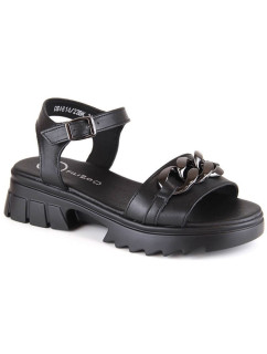 Kožené sandále s retiazkou Filippo DS4614 black