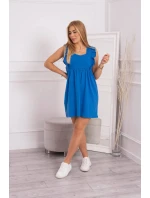 Šaty s volánky na bocích chrpově modré barvy Šaty s volánky na bocích chrpově modré barvy