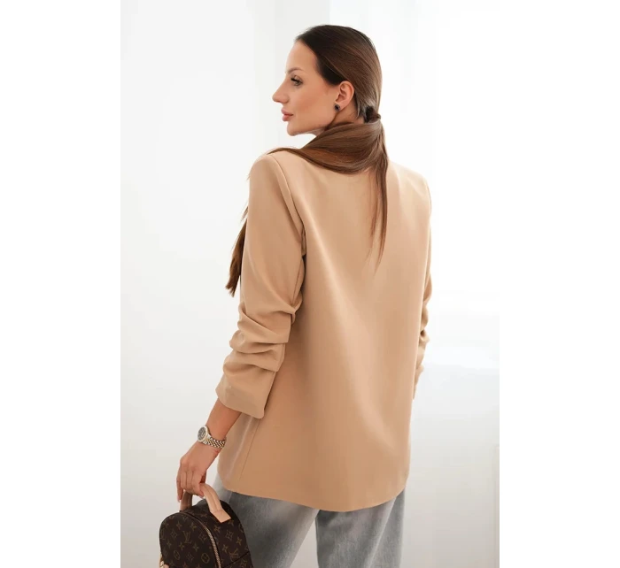 Elegantné sako s klopami ťavej farby