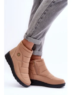 Śniegowce Damskie Ocieplane Beżowe Helis