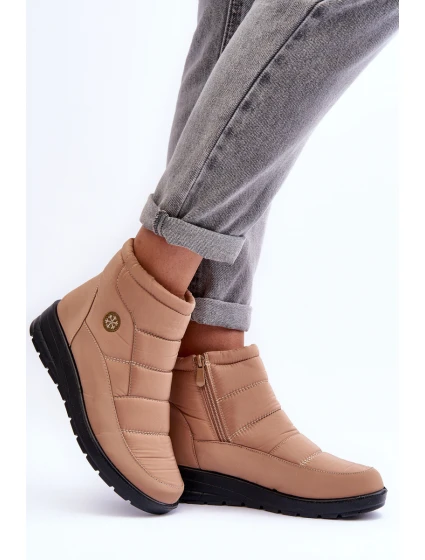 Śniegowce Damskie Ocieplane Beżowe Helis