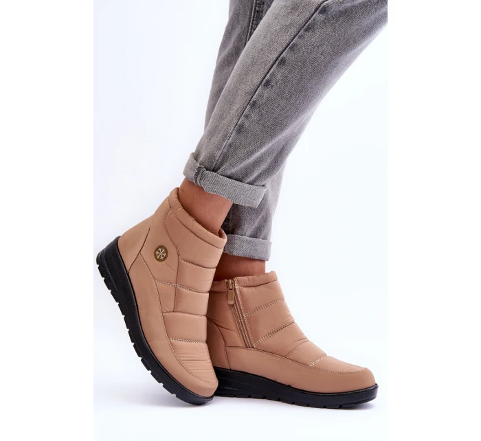 Śniegowce Damskie Ocieplane Beżowe Helis