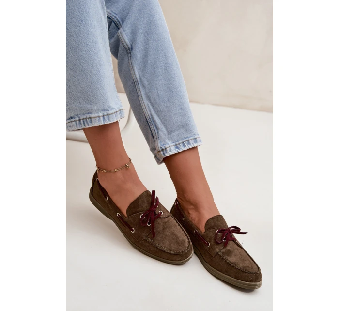 Półbuty Mokasyny Damskie Z Wiązaniem Ciemnozielone Calivra Półbuty Mokasyny Damskie Z Wiązaniem Ciemnozielone Calivra