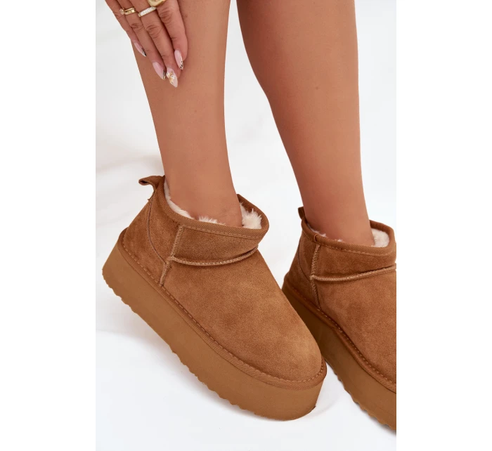 Dámské sněhule z přírodního semiše Camel Mairene