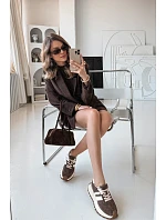 Semišové tenisky na masivní platformě model 22031726 Čokoládové - D&A