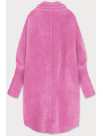 Dlouhý růžový vlněný přehoz přes oblečení typu alpaka model 17012329 - MADE IN ITALY