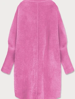 Dlouhý růžový vlněný přehoz přes oblečení typu alpaka model 17012329 - MADE IN ITALY