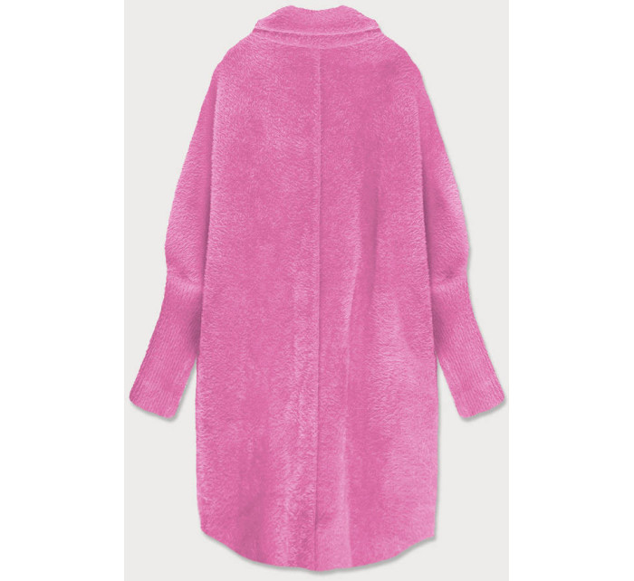 Dlhý ružový vlnený prehoz cez oblečenie typu alpaka (7102#)