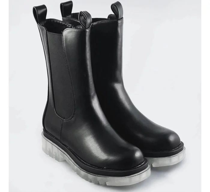 Čierne topánky s transparentnou podrážkou (OM717)