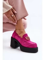 Zazoo 20170 Półbuty Zamszowe Damskie Na Słupku Fuksja