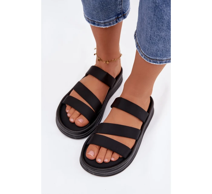 dámské pantofle na platformě s pásky Černé model 21943290 - Boto dámské pantofle na platformě s pásky Černé model 21943290 - Boto