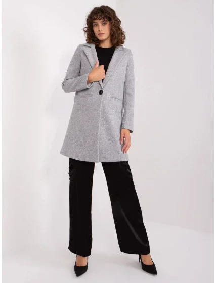 Dámský kabát TW EN BI model 19585977 Šedá - Och Bella Dámský kabát TW EN BI model 19585977 Šedá - Och Bella