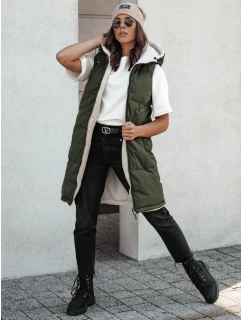 COSYVIVA dámska dlhá prešívaná vesta s kapucňou zelená FashionStreet TY4604