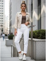 Dámske džínsové nohavice s vysokým pásom mom fit white FashionStreet UY2906