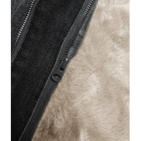 Dámska krátka džínsová bunda S'West Grey/Ecru s odnímateľnou kožušinovou podšívkou (B8047-1046)