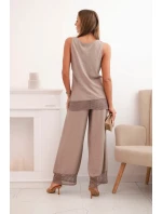 Dámský komplet z top na ramínkách a kalhoty s širokým nohavicemi fango model 21193174 - K-Fashion