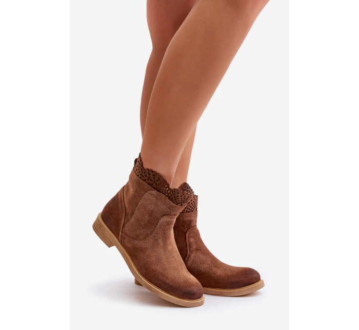 Niskie Botki Damskie Na Płaskim Obcasie Zamszowe Lewski 3624 Brązowe Niskie Botki Damskie Na Płaskim Obcasie Zamszowe Lewski 3624 Brązowe