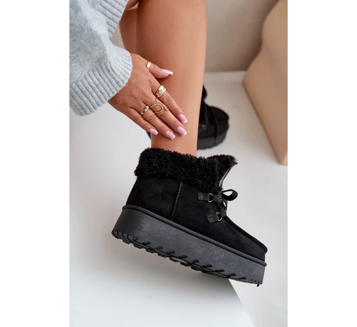 Śniegowce Damskie Na Platformie Z Futerkiem Typu Branek Czarne Ciabellae Śniegowce Damskie Na Platformie Z Futerkiem Typu Branek Czarne Ciabellae
