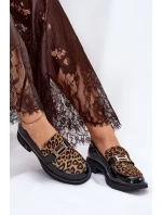 Kožené Lakované Mokasíny Leopard model 21691262 Černé - VINCEZA