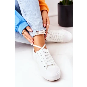Dámske biele kožené tenisky Mega