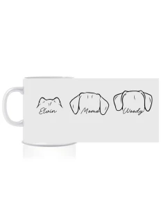 Personalizovaný klasický bílý keramický hrníček 300 ml se zvířecími oušky 