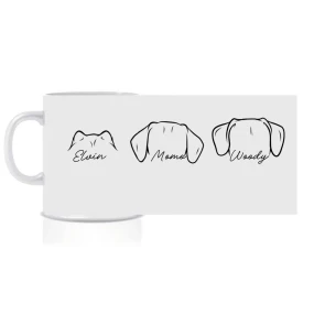 Personalizovaný klasický bílý keramický hrníček 300 ml se zvířecími oušky 